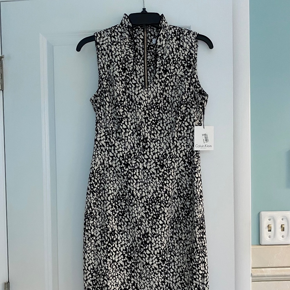 NWT Calvin Klein Ruffled Neck Dress